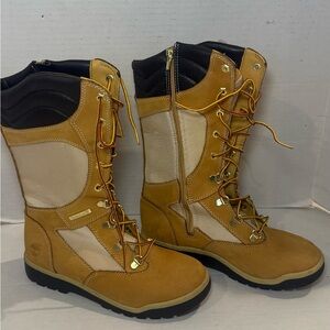 Timberland Boots Youth Girls Size 5 Brown Leather Lace Up Tall (Please Read)